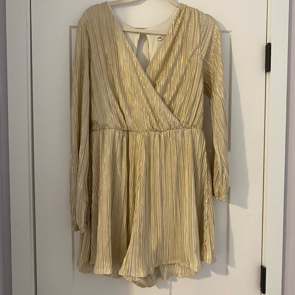Gold long sleeve romper